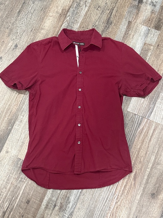 Michael Kors Other - Michael Kors Men's Short Sleeve Button Down Shirt Burgundy Size M Trim Stretch